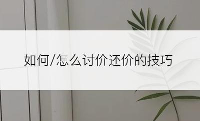 如何/怎么讨价还价的技巧