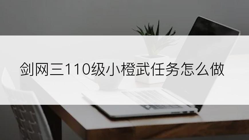 剑网三110级小橙武任务怎么做