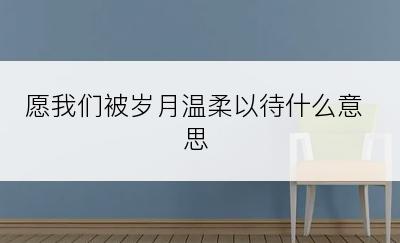 愿我们被岁月温柔以待什么意思