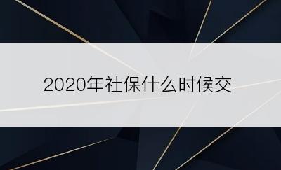 2020年社保什么时候交