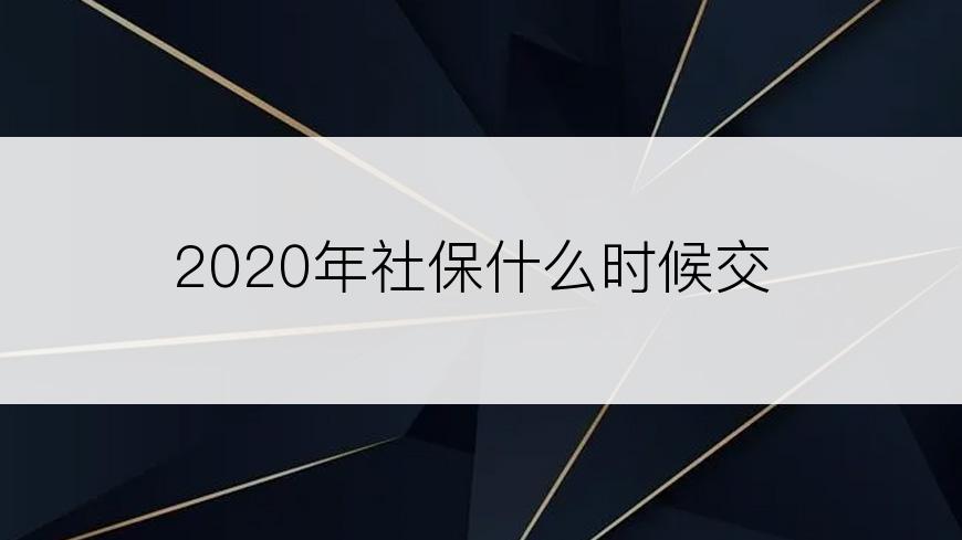 2020年社保什么时候交