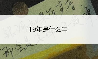 19年是什么年