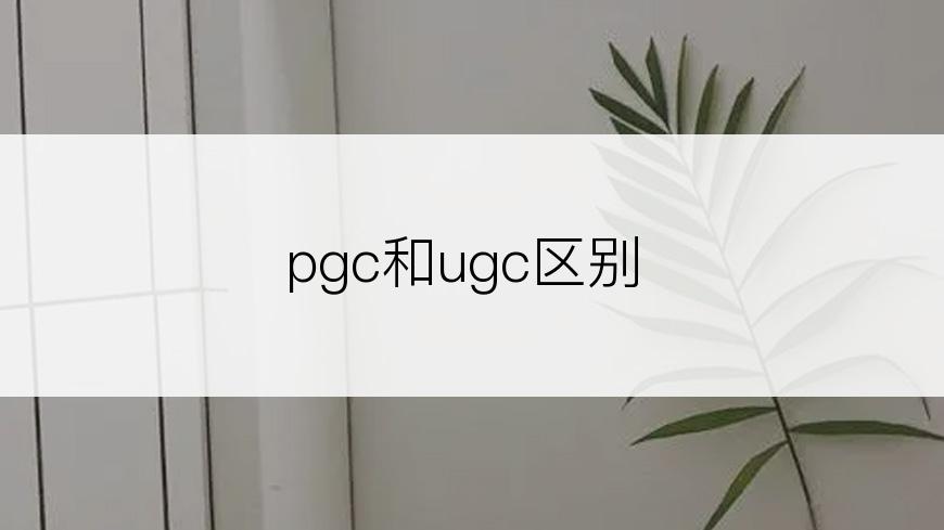 pgc和ugc区别