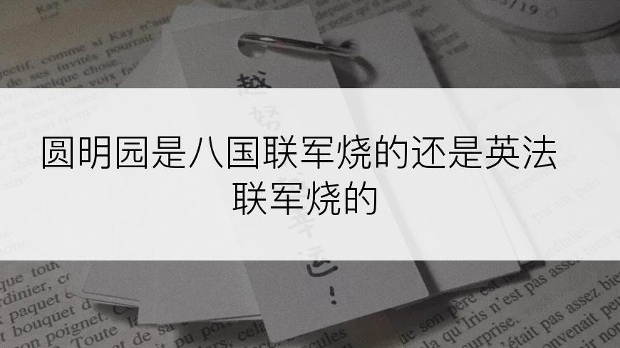 圆明园是八国联军烧的还是英法联军烧的