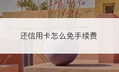 还信用卡怎么免手续费