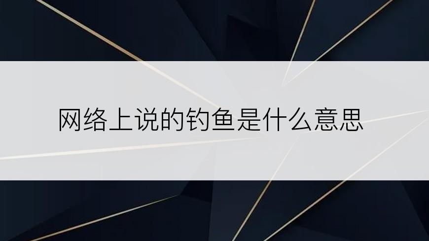 网络上说的钓鱼是什么意思