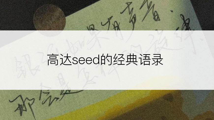 高达seed的经典语录