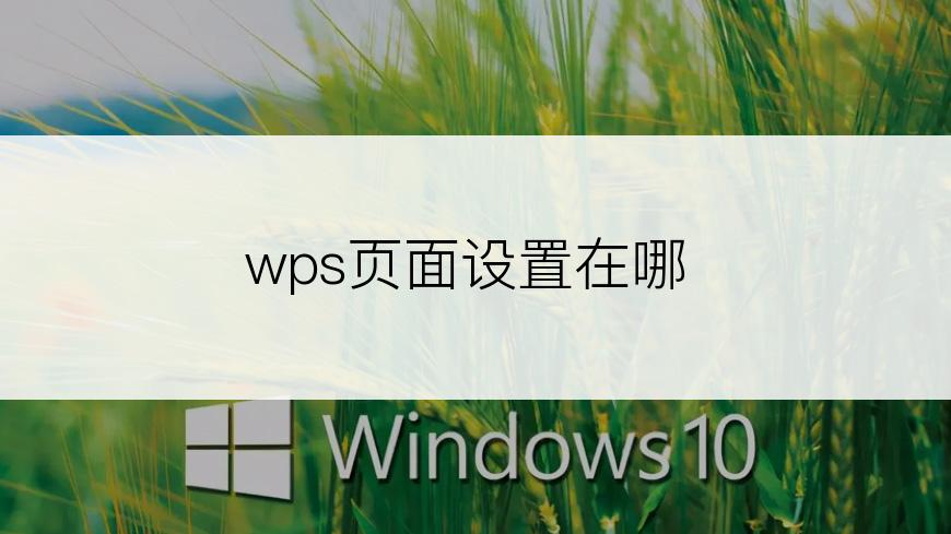 wps页面设置在哪