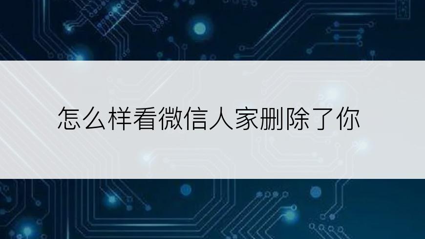 怎么样看微信人家删除了你