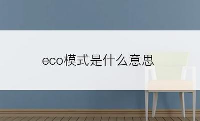 eco模式是什么意思