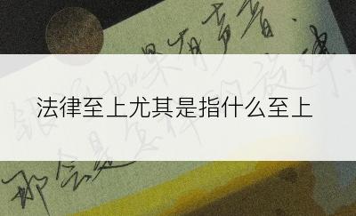 法律至上尤其是指什么至上