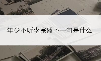 年少不听李宗盛下一句是什么