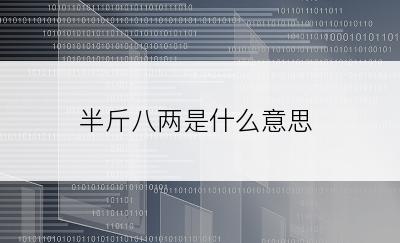 半斤八两是什么意思