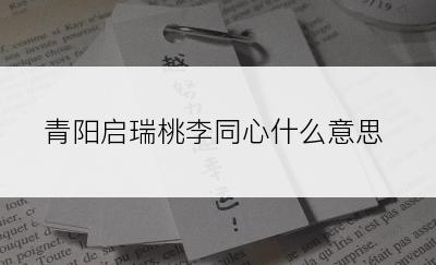 青阳启瑞桃李同心什么意思