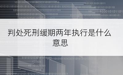 判处死刑缓期两年执行是什么意思