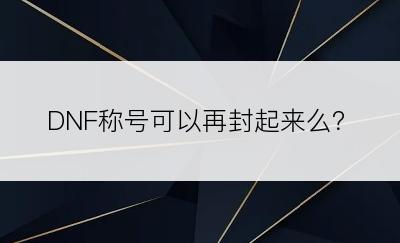 DNF称号可以再封起来么？