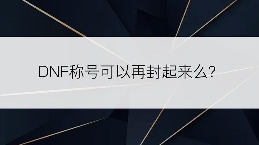 DNF称号可以再封起来么？