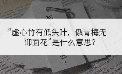 “虚心竹有低头叶，傲骨梅无仰面花”是什么意思？