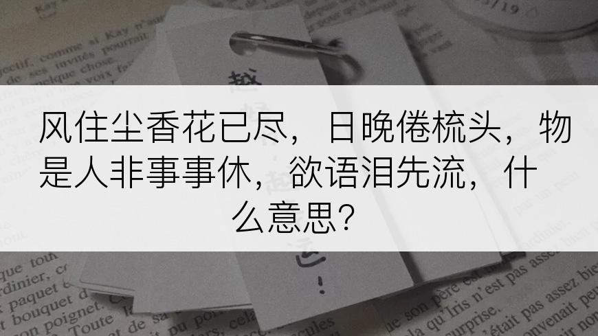 风住尘香花已尽，日晚倦梳头，物是人非事事休，欲语泪先流，什么意思？