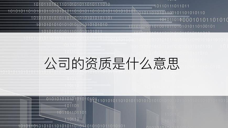 公司的资质是什么意思