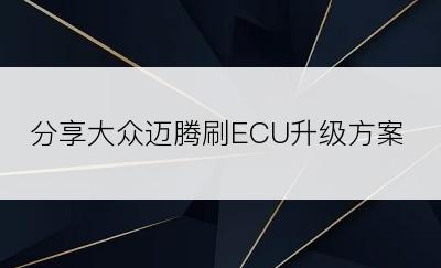 分享大众迈腾刷ECU升级方案