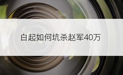 白起如何坑杀赵军40万