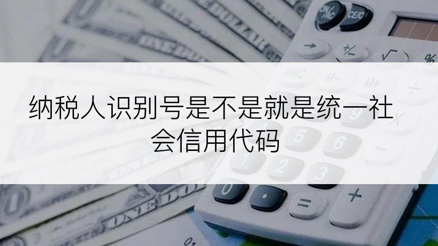 纳税人识别号是不是就是统一社会信用代码