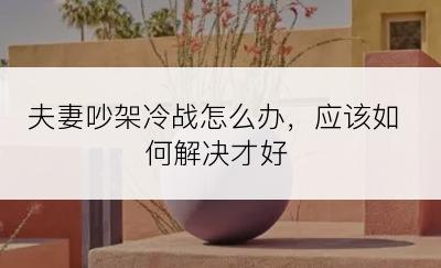 夫妻吵架冷战怎么办，应该如何解决才好