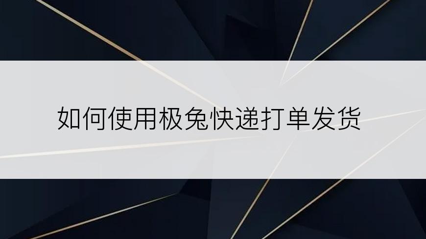 如何使用极兔快递打单发货