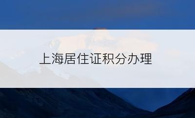 上海居住证积分办理