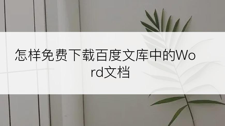 怎样免费下载百度文库中的Word文档