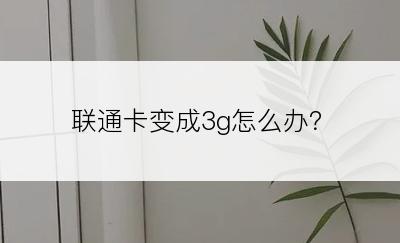 联通卡变成3g怎么办？