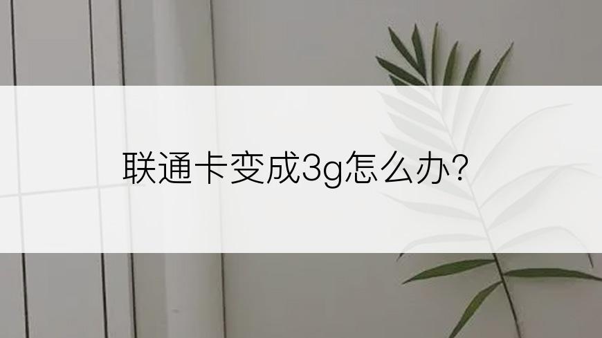 联通卡变成3g怎么办？