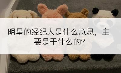 明星的经纪人是什么意思，主要是干什么的？