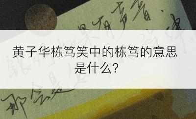 黄子华栋笃笑中的栋笃的意思是什么？