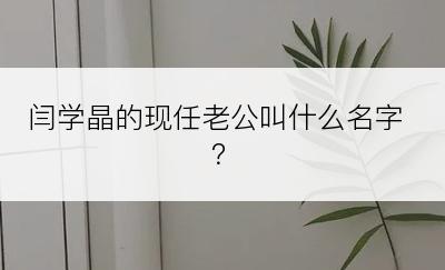 闫学晶的现任老公叫什么名字？