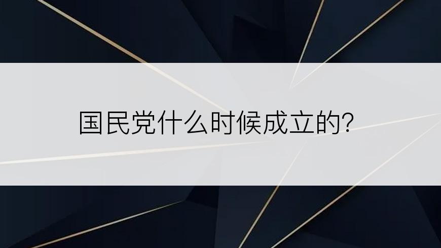 国民党什么时候成立的？