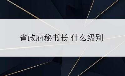 省政府秘书长 什么级别