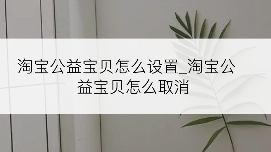 淘宝公益宝贝怎么设置_淘宝公益宝贝怎么取消