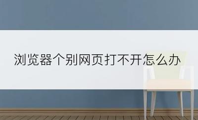 浏览器个别网页打不开怎么办