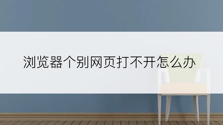 浏览器个别网页打不开怎么办