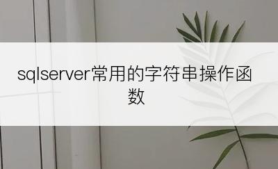 sqlserver常用的字符串操作函数