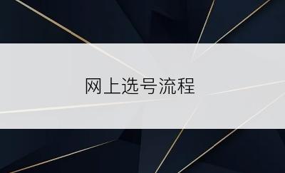 网上选号流程