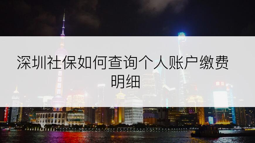 深圳社保如何查询个人账户缴费明细