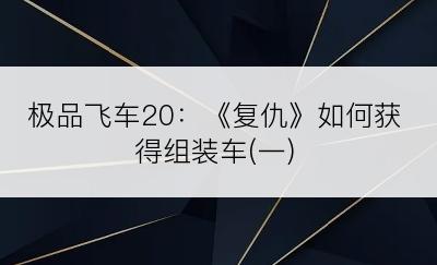 极品飞车20：《复仇》如何获得组装车(一)