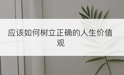 应该如何树立正确的人生价值观