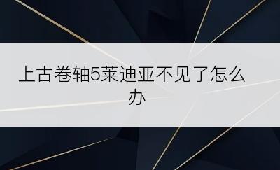 上古卷轴5莱迪亚不见了怎么办