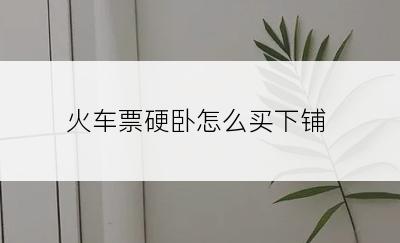 火车票硬卧怎么买下铺