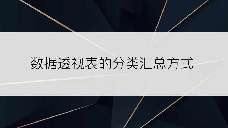 数据透视表的分类汇总方式