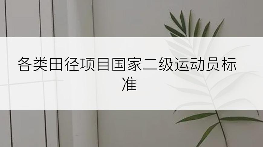 各类田径项目国家二级运动员标准